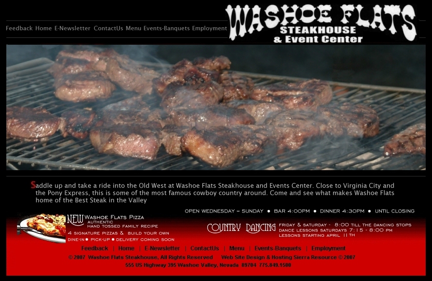 restaurant custom Website Design Sierra Resource